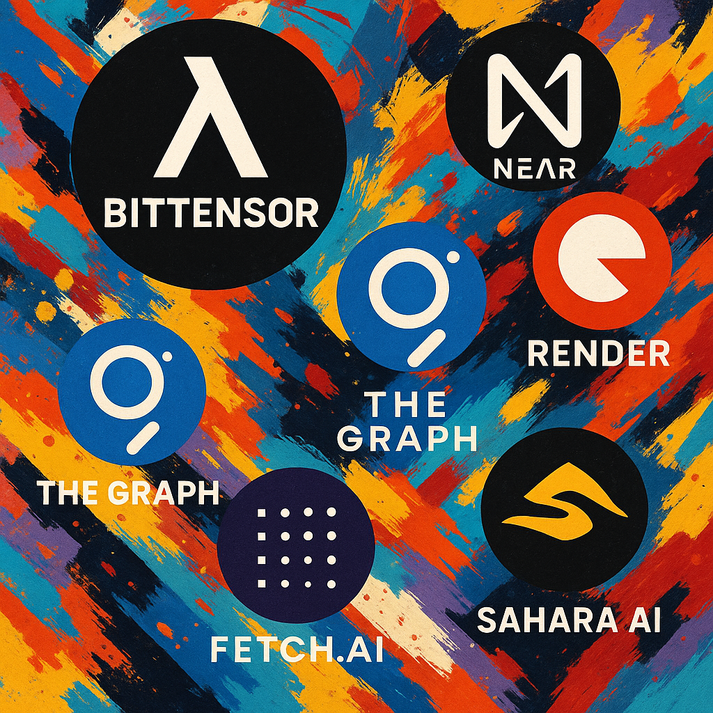 Ảnh ghép logo các dự án crypto AI tiềm năng hàng đầu.