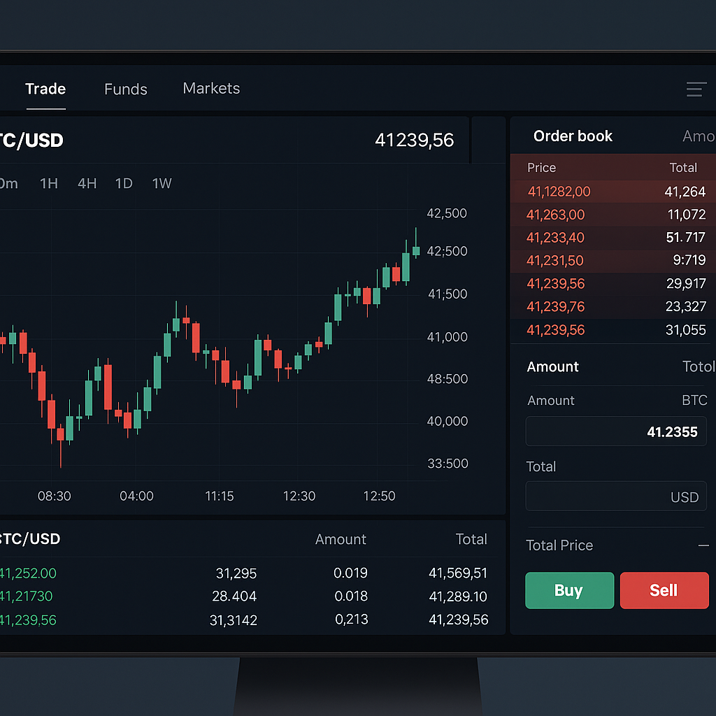 Giao diện sàn giao dịch crypto uy tín, bước đầu trong việc học kiến thức crypto cho người mới bắt đầu
