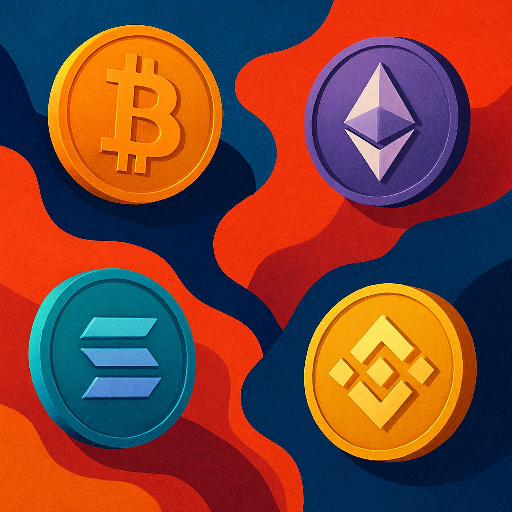 Hệ sinh thái các coin tiềm năng 2025, bao gồm TON, SUI, LINK, APT, ARB và memecoin.