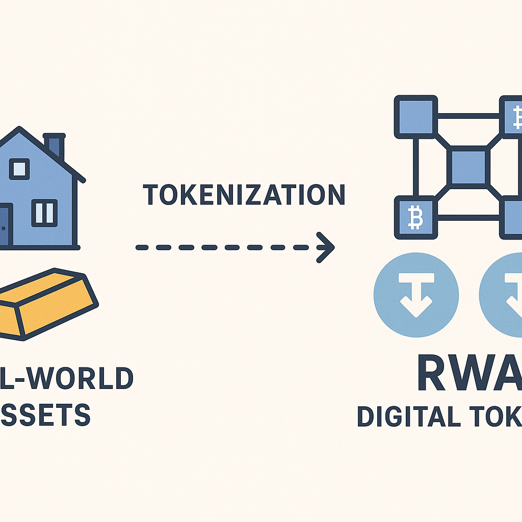 Sơ đồ token hóa tài sản thực (RWA), một trong những xu hướng crypto 2025 quan trọng nhất.